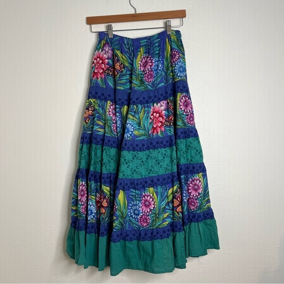Maria Isabel Womens Boho Maxi Skirt Floral Tropical Elastic Waist Size CH(S) - Picture 5 of 12